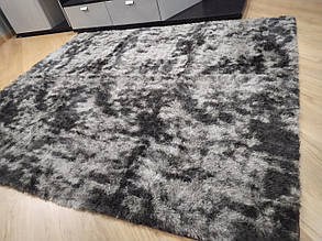 Хутряний килимок Травка графіт 200х230  см, килимок приліжковий ворсистий