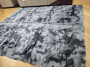 Хутряний килимок Травка сірий 200х230  см, килимок приліжковий ворсистий