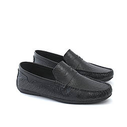 Шкіряні мокасини з тисненням рептилія стильне чоловіче взуття Rosso Avangard ETHEREAL Ript Black