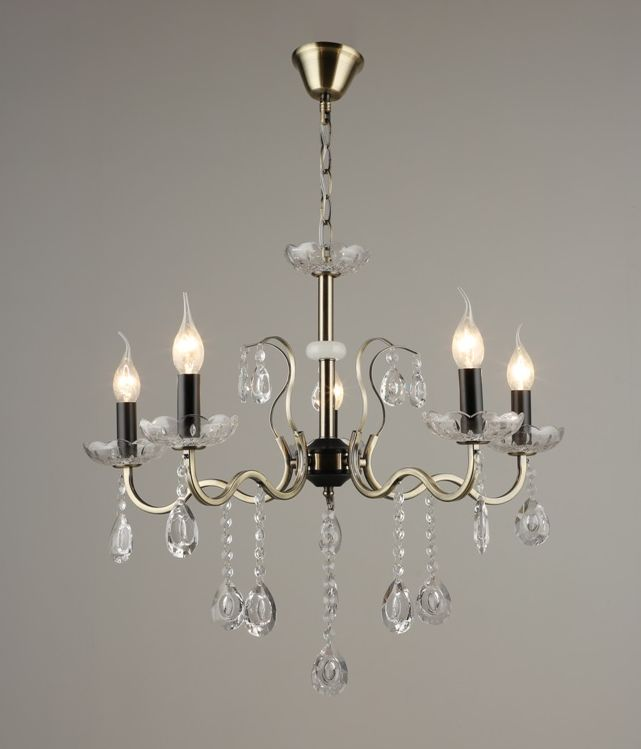 Люстра підвісна на ланцюгу в класичному стилі п'ять лампочок D650*H560/H870 E14