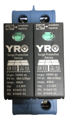 Обмежувач перенапруги YRO YRSP-D2 1000VDC/2P, фото 1