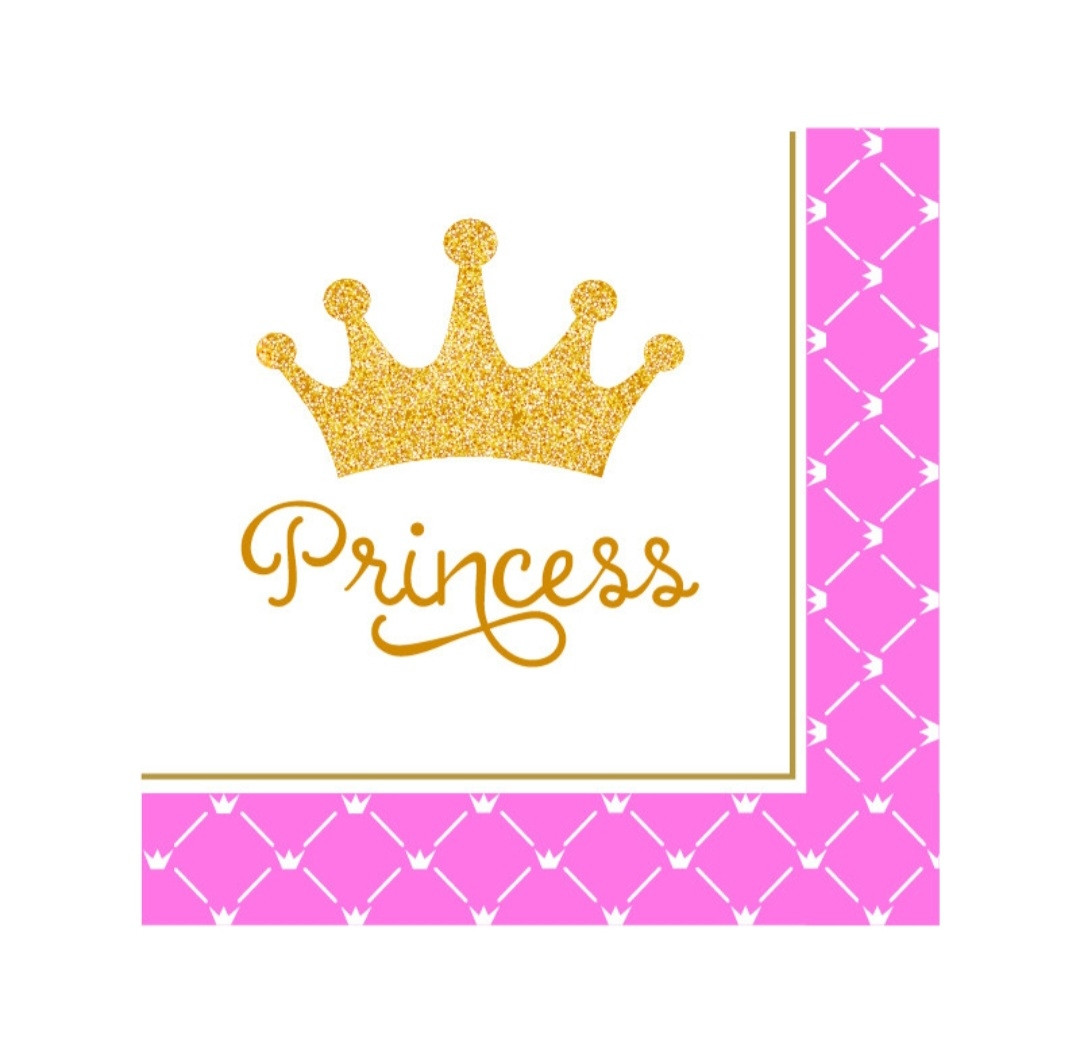 Серветки паперові сервірувальні з малюнком 20шт - Маленька Принцеси, Корона/паличка