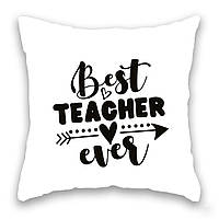 Подушка с принтом Подушковик Best Teacher 32х32 см Белый (hub_hot3pd) ST, код: 7790405