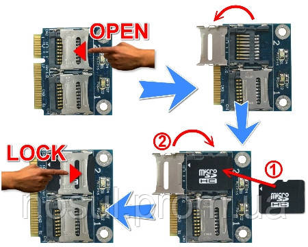 Адаптер MR15 Mini PCI-E - micro SD x2 (TF Dual) Win Mac SDXC/SDHC/SD M18x R1/R2 - фото 4 - id-p409488305