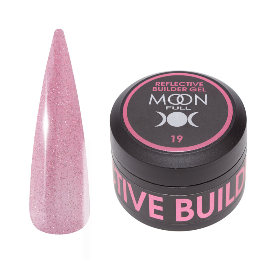 Гель для нарощування нігтів Moon Full Reflective Builder Gel з шимером світловідбиваючий №19, 30 мл, фото 1