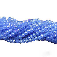 Бусины хрустальные (Рондель) 2 мм, нитка 155-160 шт, цвет - светло синий прозрачный с переливом