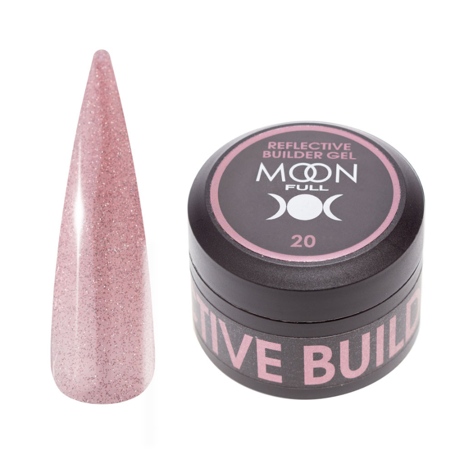 Гель для нарощування нігтів Moon Full Reflective Builder Gel з шимером світловідбиваючий №20, 30 мл, фото 1