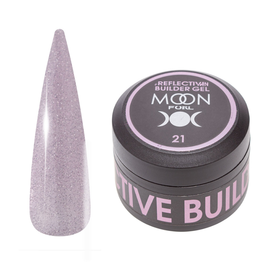 Гель для нарощування нігтів Moon Full Reflective Builder Gel з шимером світловідбиваючий №21, 30 мл, фото 1