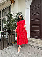 Женское стильное платье миди свободного кроя в горошек ткань: софт Мод.220