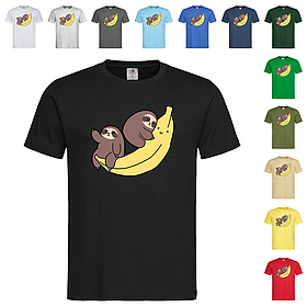 Чорна чоловіча/унісекс футболка Прикольна з лінивцем (29-9-2)