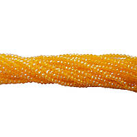 Бусины хрустальные (Рондель) 2 мм, нитка 155-160 шт, цвет оранжевый с переливом