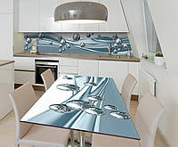 Наклейка 3Д виниловая на стол Zatarga «Капельки ртути» 600х1200 мм для домов, квартир, столов BF, код: 6510127