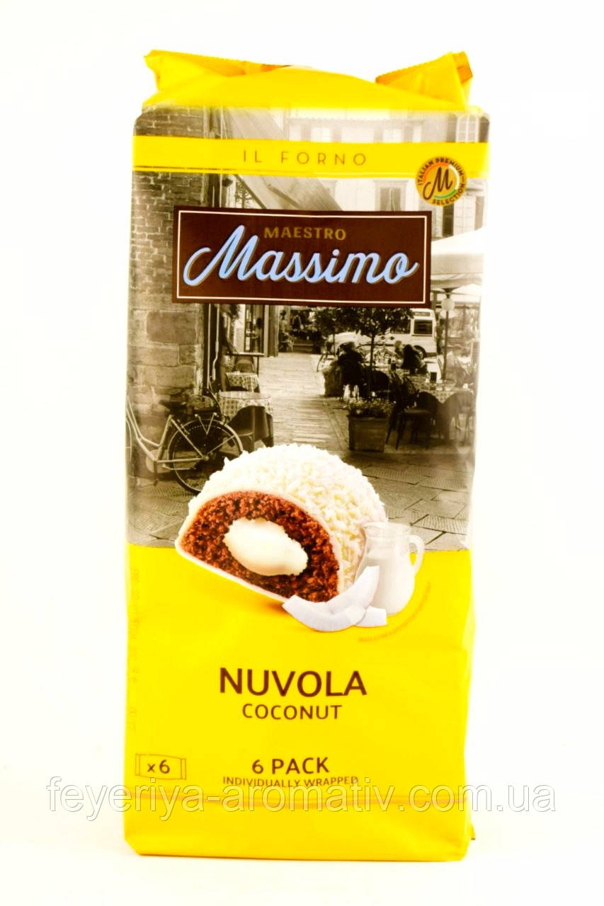 Бисквитные пирожные с коксовой стружкой Massimo Nuvola 6 шт 300 г Италия - фото 1 - id-p2201459119