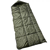 Спальный мешок зимний с флисом (одеяло с капюшоном) Олива размер 220х90 см