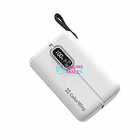 УМБ ColorWay Power Bank 10000 mAh Full power (USB QC3.0 + USB-C Power Delivery 22.5W) White