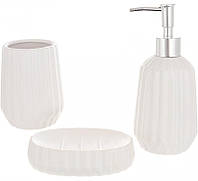 Набор керамических аксессуаров для ванной комнаты Milky White 3 предмета ceramic DP219255 Bon GR, код: 8390215
