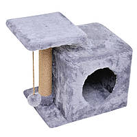 Домик-когтеточка Кошкин Дом с полкой Милана 43х33х45 см (дряпка) для кошки Серый GM, код: 2660836