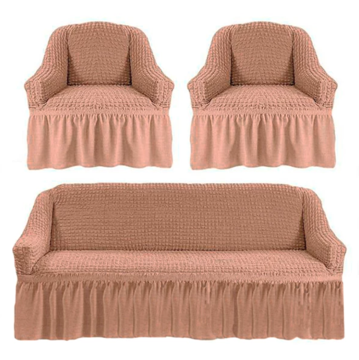 Чохли жатка на 2 крісла та диван Бежевий, чохли на меблі, покривала для меблів знімні SNAP