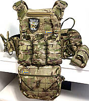 Плитоноска быстрого сброса с напашником и полным комплектом Multicam, укомплектована мультика warmor без