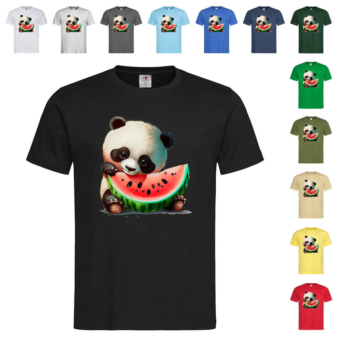 Чорна чоловіча/унісекс футболка З принтом панда (29-10-1), фото 1
