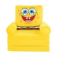 М'яке дитяче крісло плюшеве Спанч Боб, м'яке крісло-ліжко для дітей