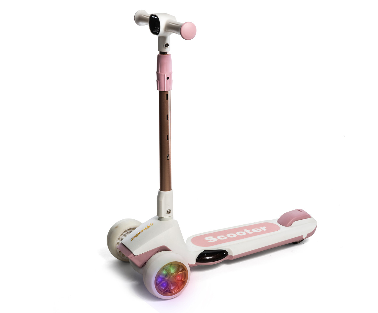 Складаний дитячий триколісний самокат "Scooter 8106" з колесами, що світяться, з ліхтариком і музикою (2х років)