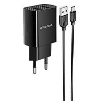 Зарядний пристрій Borofone BA53A Powerway (2USB, 2.1А) Black (BA53ACB) + кабель Type-C