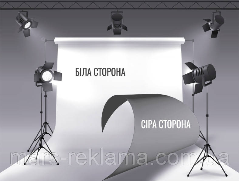 Вініловий двухсторонній фотофон для предметної зйомки біло-сірий, фото 1