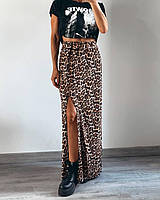Леопардовая юбка макси с разрезом на ножке Арт. 0205