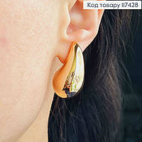 Серьги гвоздики, объемная Капелька, 3,5см, XUPING 18K