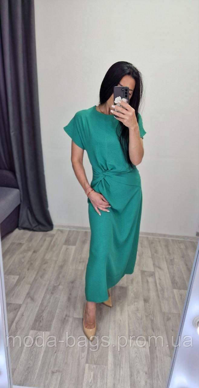 Жіноче модне стильне плаття з коротким рукавом розмір оверсайз р.42/46 зелений (бірюза)