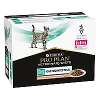 Упаковка Purina Pro Plan Veterinary Diets Gastrointestinal с лососем для кошек при болезнях ЖКТ 10 x 85 г