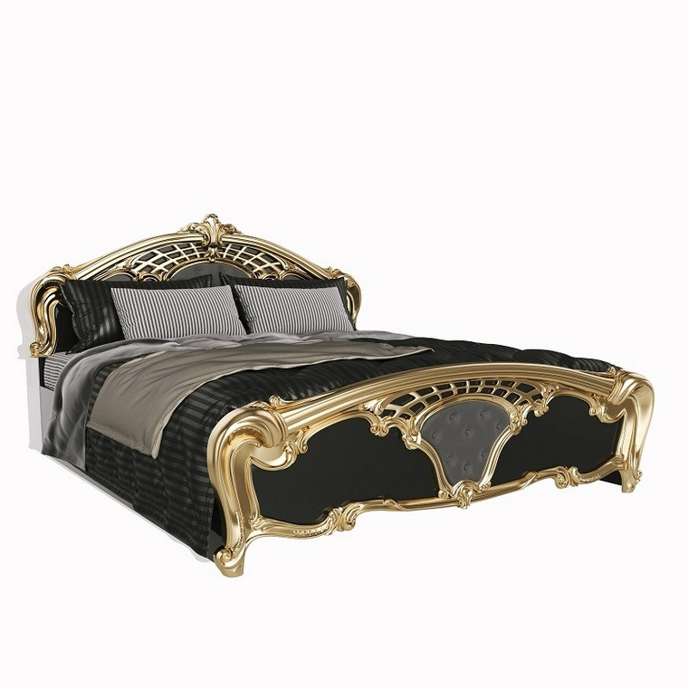 Ліжко "Ева" 180 (нова конструкція, без каркаса) Miro Mark Чорний глянець/золото, фото 1