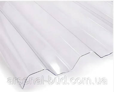 Полікарбонат монолітний профільований, альтернатива шиферу,TOPLIGHT 76/18 (Італія) градостійкий, прозорий тапеція 1.04Х2м, фото 1