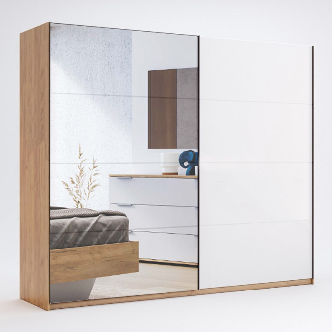 Шафа-купе MiroMark "Асті" 2,5м з дзеркалом білий глянець, фото 1