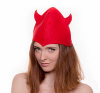 Лазнева шапка Luxyart "Чортоня", натуральна повсть, червоний (LA-178)