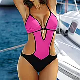 Суцільний жіночий купальник з якісного швидковисихаючого еластану S-2XL – елегантний дизайн, що підкреслює фігуру, фото 4