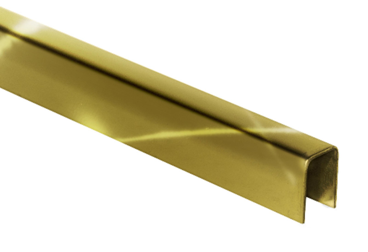 Профіль 10*15 mm, L:3 m під скло 8mm, золото
