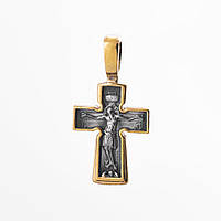 Серебряный крестик с позолотой Распятие. Молитва Господи, помилуй 131670 Оникс GT, код: 6731638