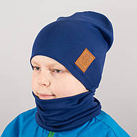 Детская шапка с хомутом КАНТА "Лапка" размер 52-56 синий (OC-130) pm