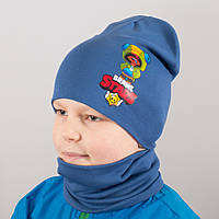Детская шапка с хомутом КАНТА "Brawl Leon" размер 48-52 синий (OC-516) pm