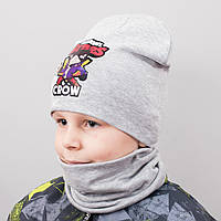 Детская шапка с хомутом КАНТА "Brawl Crow" размер 48-52 серый (OC-527) pm