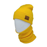 Вязаная шапка с Buff снуд КАНТА унисекс размер 50-60 желтый (OC-924) pm