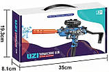 Водяний автомат Орбіган W 002 AB68 UZI 68 см на акумуляторі 7,4V глушник, приціл, окуляри, стріляє орбіз USB, фото 3