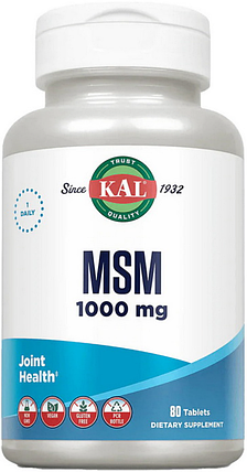 Метилсульфонілметан KAL MSM 1000 mg 80 tab, фото 1