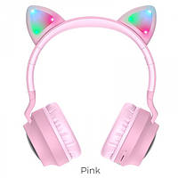 Наушники Hoco W27 Cat Ear Bluetooth с кошачьими ушками и LED подсветкой Розовый ar