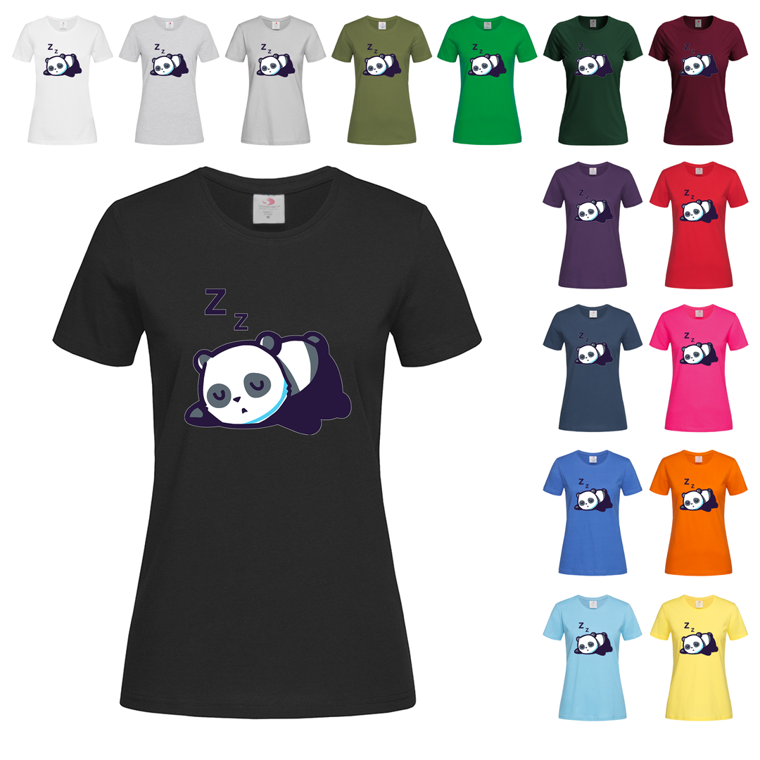Чорна жіноча футболка Прикольна з пандою (29-10-2), фото 1