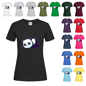 Чорна жіноча футболка Прикольна з пандою (29-10-2)