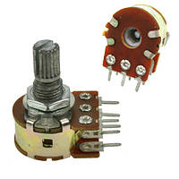 Резистор переменный, потенциометр WH148 B10K линейный 15мм 10кОм стерео ar