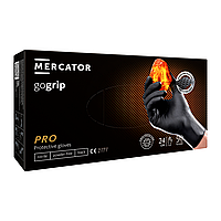 Перчатки нитриловые чёрные GoGrip Mercator Medical плотные (50 шт/25пар) XL (9-10)